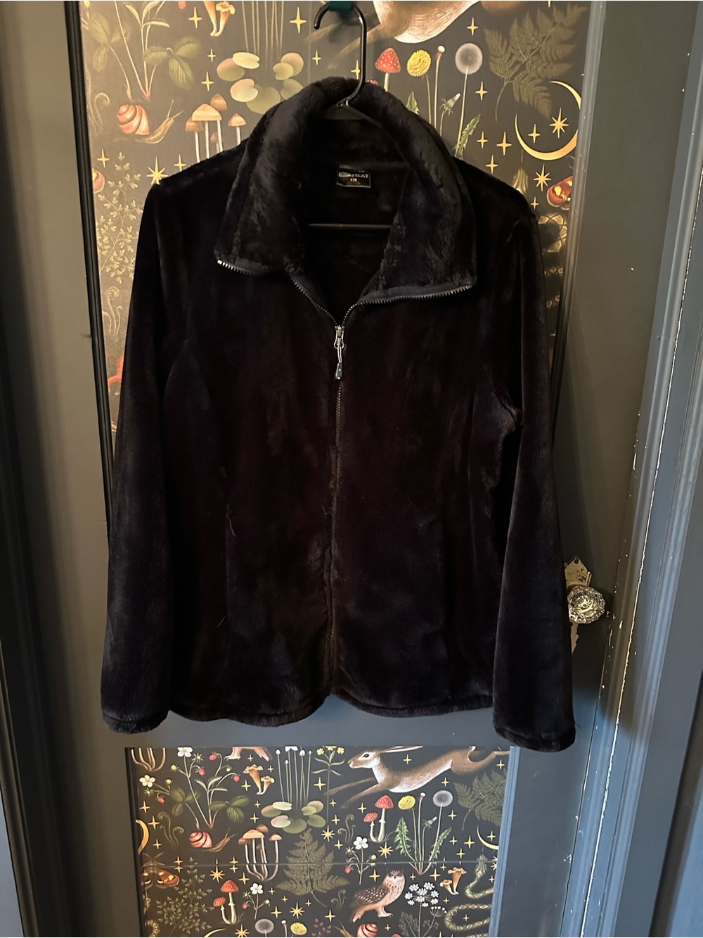 32 Degrees Black Plush Zip-Front Teddy Jacket